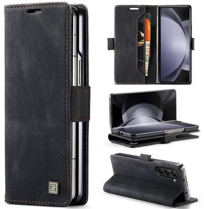 Luxe Flip Case met RFID Bescherming Kaarthouder en Magneetsluiting voor Samsung Galaxy Z Fold 6 _ Zwart