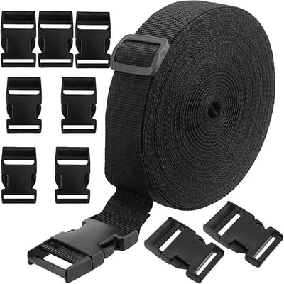 Sterke Zwarte Nylon Band (38mm) met Gespen en Schuifjes - 20 Meter Zware Kwaliteit Webbing voor Tassen en Bagage