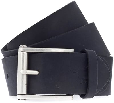 MUSTANG Leren Riem Leather Belt 4.5 W115 Black Zwart Grijs