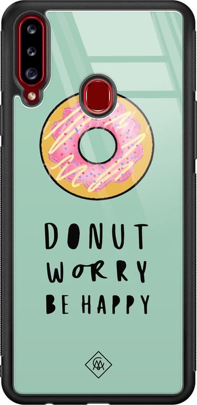 Casimoda® hoesje - Geschikt voor Samsung Galaxy A20s - Donut Worry - Luxe Hard Case Zwart - Backcover telefoonhoesje - Mint