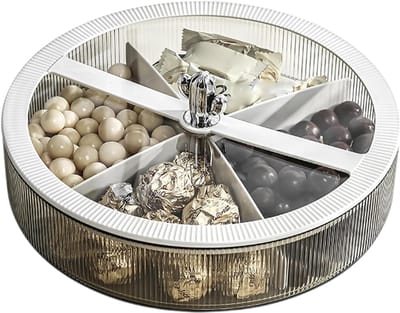 Transport Serveerset met 4 Schalen - Ø 25.5 cm - Ronde Snack en Dip Transportbox met Deksel - Snackborden - Snackbox