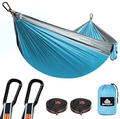 Ultra-Light Travel Camping Hangmat - 300kg Draagcapaciteit, Ademend, Sneldrogend Parachute Nylon, Inclusief Premium Karabijnhaakjes en Nylon Slings voor Buiten en Binnen