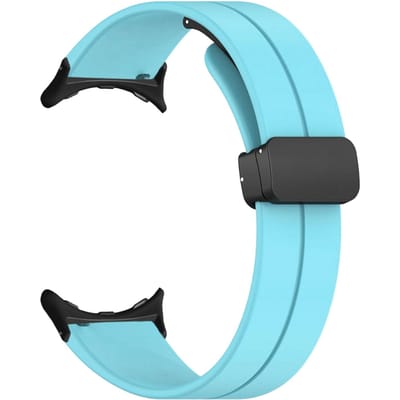 Elastische Siliconen Horlogeband Magnetische Sluiting Legering Gesp Rekbare Polshorlogeband Vervanging voor blauwgroene kleur