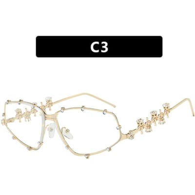 Protection des yeux Lunettes Ovale Monture Lunettes Monture Oeil de Chat Lunettes Durables Métal Métal Surdimensionné Lunettes de Fête Monture Strass Bling Lunettes pour
