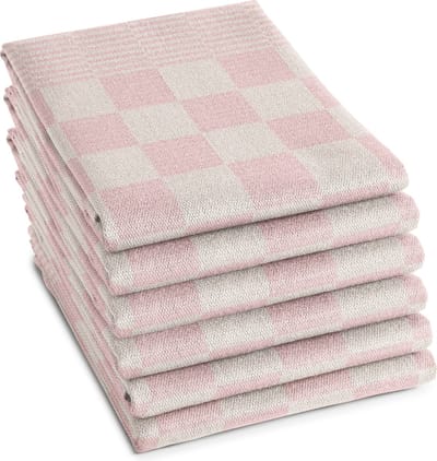 DDDDD - 6x Theedoek - Barbeque - 65x65 cm - Pastel Roze - Set van 6 stuks