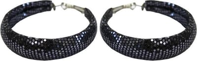 Behave Feestelijke oorbellen dames - glam oorringen - antraciet - zwart -5 cm