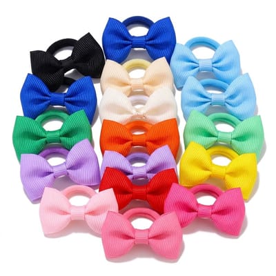 40 stuks haar elastiekjes set – strik haarbandjes Multicolor voor meisjes en dames elastische haar elastiek met strik – kleurrijke strikjes elastiek set