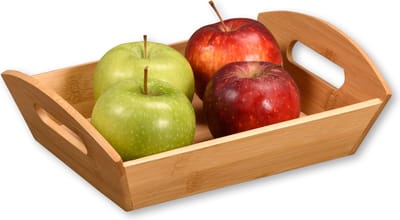 Kesper Fruitmand - bamboe - beige - L26xB19xH7 cm - met handvaten - broodmand