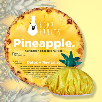 Bear Fruits Haarmasker Ananas Haarmasker Inclusief Cap - 20 ml