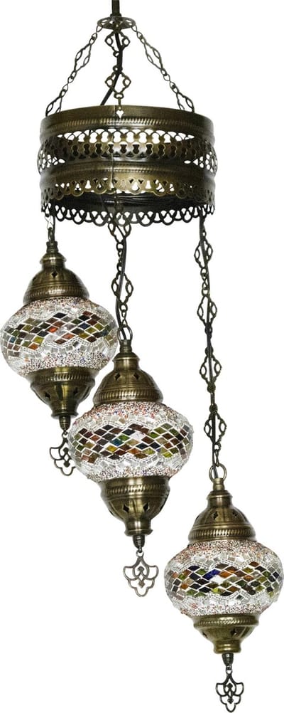 Oosterse mozaiek hanglamp - Mixcolour - Hoogte 70cm - Breedte 20cm - Diameter bol(len) 13,5cm