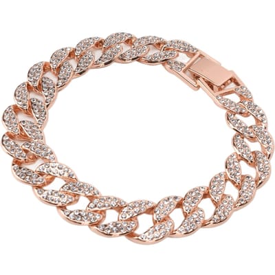 Cubaanse Armband Cubaanse Boutique Strass Sieraden Hip Hop Koppel Armband Decoratieve Enkel Roségoud rosé gouden kleur