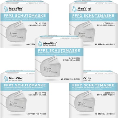 FFP2 Mond- en Neusmasker 200 Stuks - CE-gecertificeerd Halfmasker met Oorlussen