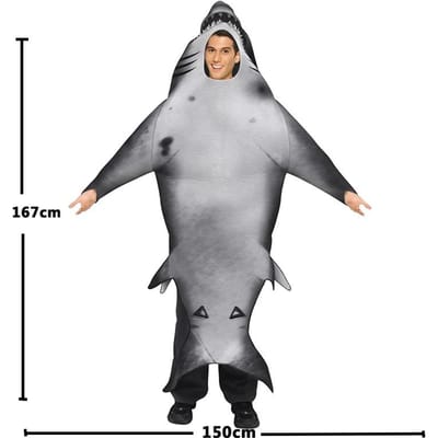Costume de Poisson de Carnaval Tenue de Fête Alimentaire Thons Bamin Déguisement Porter Pourim Requin Spectacle de Scène Vêtements Animal Marin One Size gray