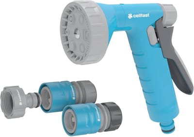 Spuitstuk Set - Tuinsproeier Gazon - Planten Water Geven - 6 Standen Straal - 3/4" Aansluiting - Zwart