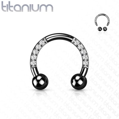 Piercing titanium horseshoe CZ steentjes 1.2x8x3 - zwart - LMPiercings