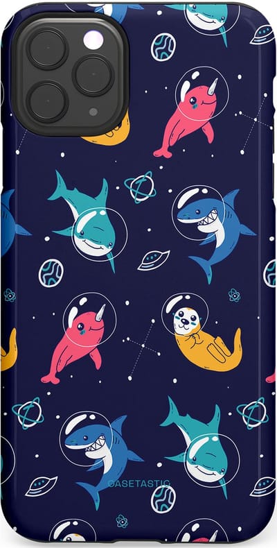 Casetastic Hoesje Geschikt voor Apple iPhone 11 Pro Max - Stijlvolle Beschermende Duo-layer Case - Ruimte Oceaan Blauw