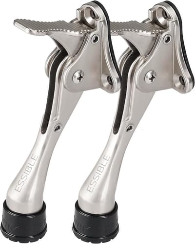 Roestvrij Stalen Deurstopper met Voetbediening - 2 stuks, 13 x 4 cm - Antislip voor Licht en Zware Deuren, binnen en buiten
