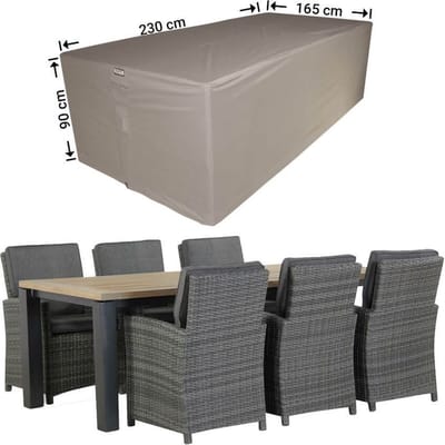 Raffles Covers Tuinsethoes - 230 x 165 H: 90 cm - RDS230165 - Waterdicht - Ademend - UV-bestendig - Elastisch rijgkoord - Beschermhoes tuinmeubelen - Hoes voor tafel en stoelen