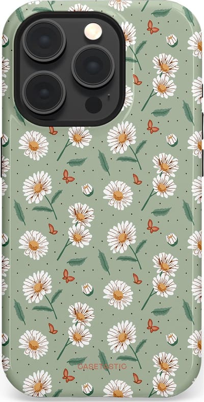 Casetastic Hoesje Geschikt voor Apple iPhone 15 Pro Magsafe - Stijlvolle Beschermende Duo-layer Case - Vleugels en madeliefjes