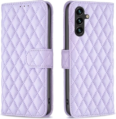 BINFEN Hoesje - Geschikt voor Samsung Galaxy A35 Hoesje - BINFEN Rhombus Book Case - Lavendel