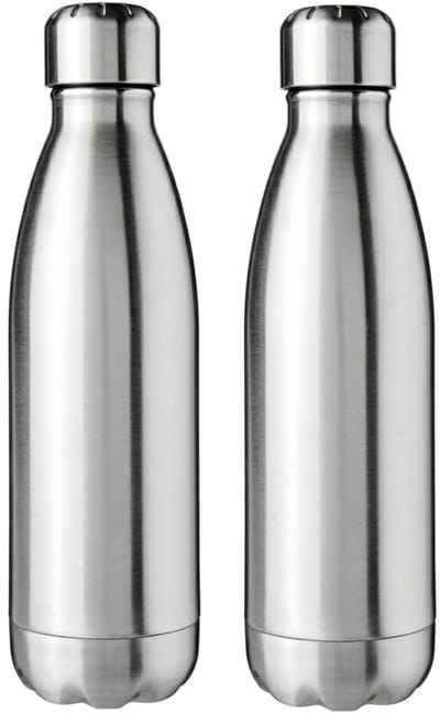 2 Stuks - RVS Vacuüm - Drinkfles - Thermosfles – 510 ml – Dubbelwandig – Warm & Koud – Lekvrij – Zilver