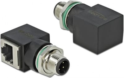 M12 4-pins D-gecodeerd (m) - RJ45 (v) industriële netwerkadapter - Profinet / TPU