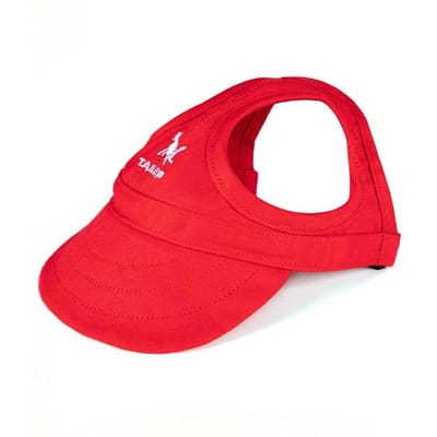 Chapeau de baseball réglable pour chien de compagnie, casquette de soleil, visière, avec trous pour les oreilles, fournitures de sport en plein air pour animaux de compagnie S rouge