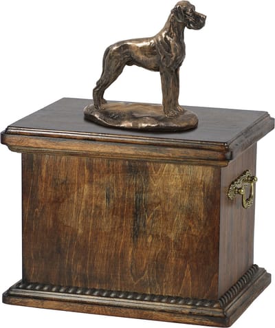 Elegante urn voor de as van een Deense Dog met beeldje