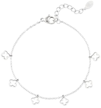 Joy Ibiza - klaver armband - klavertjes vier bedels - bohemian style - stainless steel