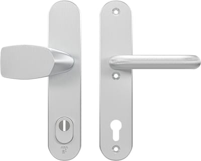 AXA Veiligheids Deurbeslag set - Oval Plus - Deurkruk Aluminium - Kruk/Knop - PC92 met kerntrekbeveiliging - SKG3 - Schild