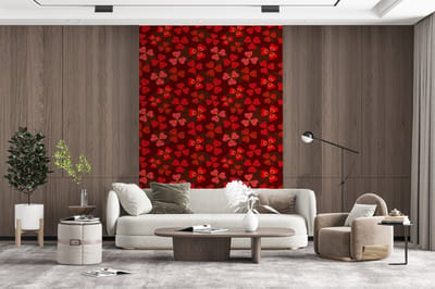 Behang - Fotobehang Patroon - Klaver - Rood - Breedte 200 cm x hoogte 300 cm