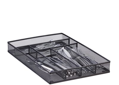 bestekbak - metaal - 5,1 x 28,6 x 40,6 cm - 6 vakken - zwart