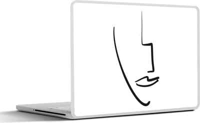 Laptop sticker - 15.6 inch - Gezicht - Vrouw - Abstract - 36x27,5cm - Laptopstickers - Laptop skin - Cover