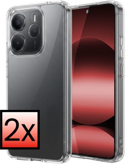 Hoesje - 2 Stuks - Geschikt voor Xiaomi Redmi Note 14 5G - Sterk & Shockproof - Case Siliconen - Back Cover - Telefoon Hoes - Transparant