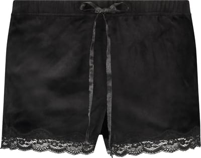 Hunkemöller Dames Shorts Velours Lace - maat 2XS