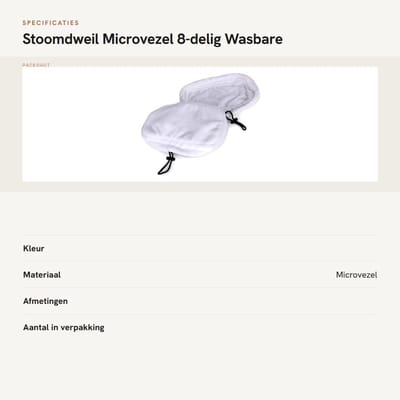 Dailygoods- Stoomdweil 8-delig - Microvezel - Wasbare Dweilvervangingsonderdelen - Effectieve Stof- en Haaradsorptie - Afmetingen 28 x 20 cm - Duurzaam Vezelweefsel - Dweilpad