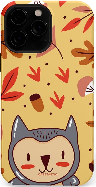 Casetastic hoesje geschikt voor Apple iPhone 13 Pro Max - MagSafe - Dubbellaagse bescherming - Uil in het woud - Fashion Case - Goud Terracotta Zand Rood
