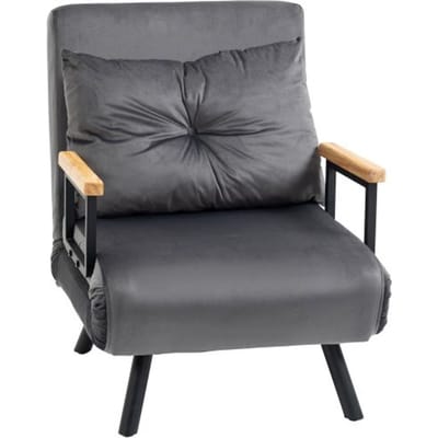Fauteuil-lit - MUVOE - Canapé individuel - Dossier réglable - Velours - Gris foncé gris