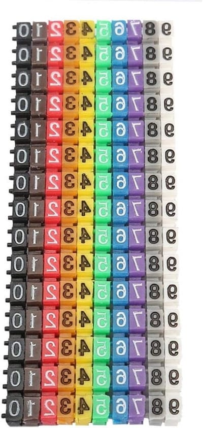 Kleurige Digitale Nummerbuis voor Kabelmarkering - 150 Stuks, Geschikt voor 1.5 mm², 2.5 mm², 4 mm² en 6 mm² Kabels, Perfect voor Organisatie en Identificatie