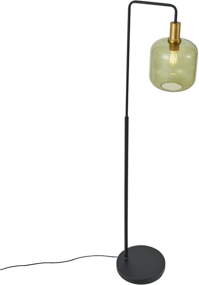 QAZQA zuzanna - Hotel chique Vloerlamp | Staande Lamp - 1 lichts - H 151 cm - Zwart Goud - Woonkamer | Slaapkamer | Keuken