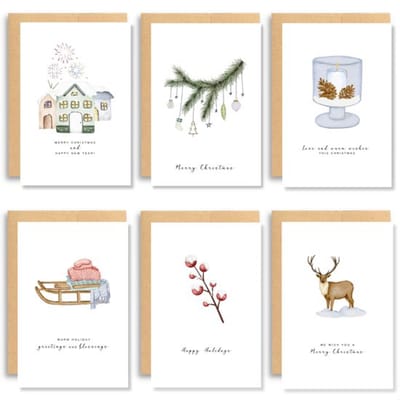Partizzle 36x Luxe Kerstkaarten met Enveloppen Set - Nieuwjaarskaarten - 2026 Collectie / 12 Ontwerpen