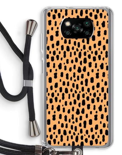 Case Company® - Hoesje met koord geschikt voor Poco X3 Pro hoesje met Koord - Panter - Telefoonhoesje met Zwart Koord - Bescherming aan alle Kanten en Over de Schermrand