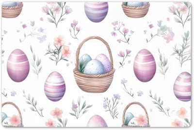 Placemats 45x30 cm - Placemat kunststof - 1 stuk - Bloemen - Paaseieren - Patroon - Borden onderleggers - Decoratie voor op tafel - Keuken tafeldecoratie accessoires - Vinyl onderlegger - Tafelversiering