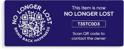 NoLongerLost - Stickers (x2) - Slimme Sticker groot rechthoekig (6.5 cm x 2.5 cm) - Donkerblauw - Unieke QR code - Tracking