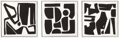 J-Line schilderij Geometrisch - hout - wit/zwart - 3 stuks
