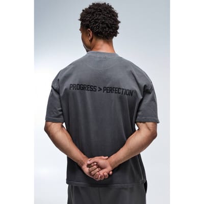 Active Progress Over Perfection Oversized Gewassen Verlengd Hals T-shirt | Black | Size Large