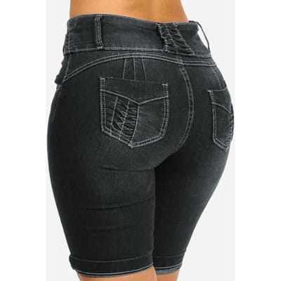 3 Kleuren Dames Zomer Mode Hoge Taille Korte Jeans Skinny Denim Leggings Strandkleding Effen Kleur Denim Shorts Slanke Shorts 5XL S zwart