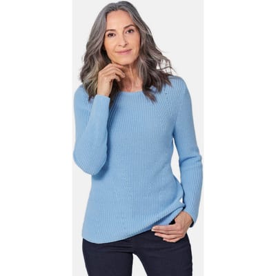 Flatteuze pullover van puur katoen - lichtblauw - Gr. 42 van Goldner Fashion