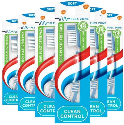 Aquafresh Tandenborstel Clean Control Soft - 6 x - Voordeelverpakking