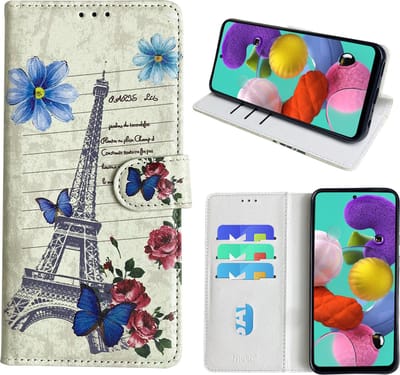 Hoesje geschikt voor Samsung Galaxy A51 Bookcase met Eiffel Toren /Parijs